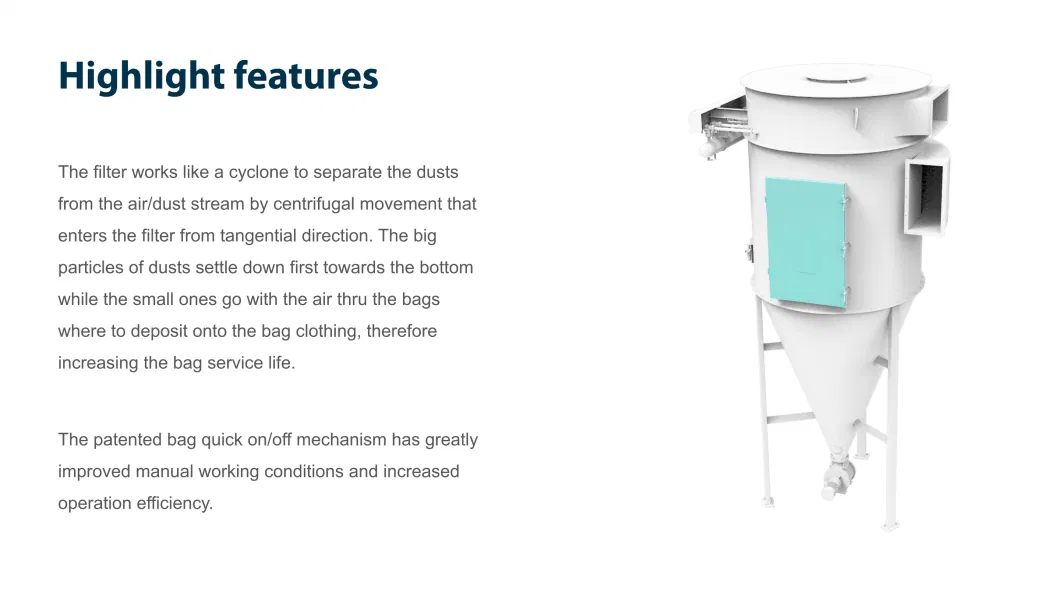 Cylinder High Pressure Jet Round Bag Industrial Air Dust Purification System for Animal Feed Processing Machinery Production Line