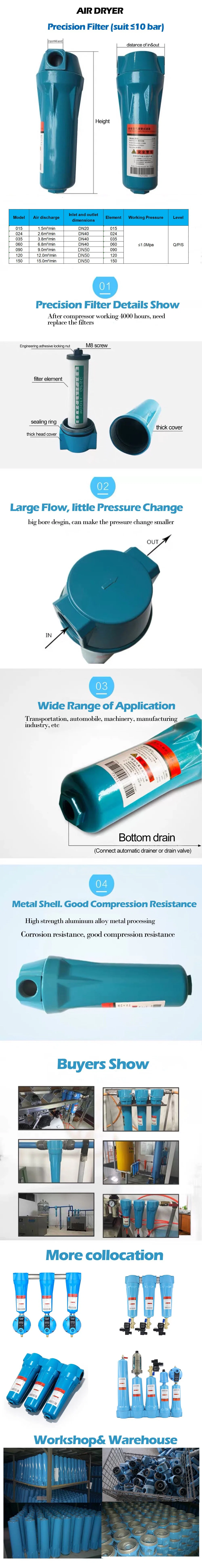 Pre-Filter After-Filter 6.6m3/Min Line Filter for Refrigerated Air Dryer